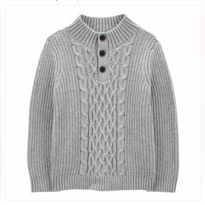 Oshkosh B'gosh Cable Knit Mock Neck Pullover Sweater - Gray